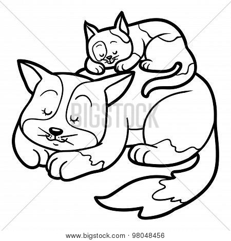 Coloring Book For Children (two Spotted Cats)
