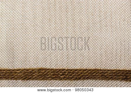 Jute Ribbon On Sack Cloth Background