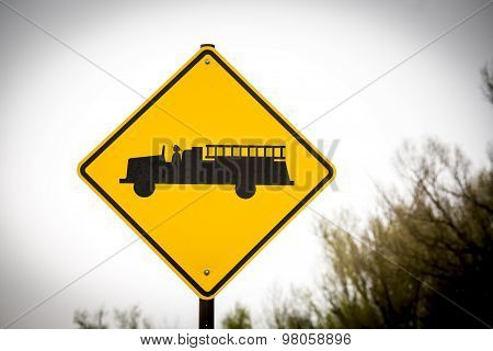 Caution. Firestation Ahead Road Sign