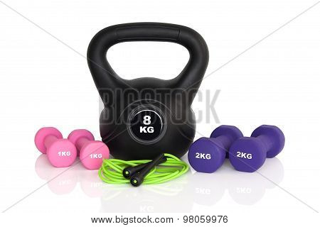 Gym Workout Equipment Isolated On White Background