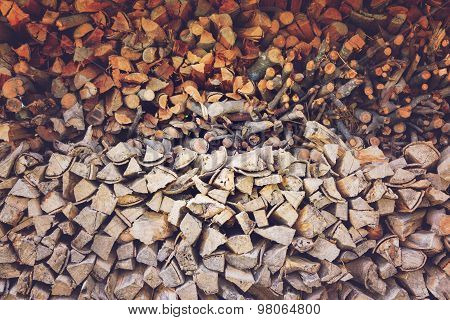 Pile Of Firewood, Vintage Effect