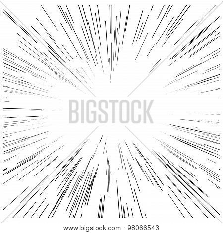 Illustration Vector Abstract Speed Motion Black Lines With Copyspace In The Middle.