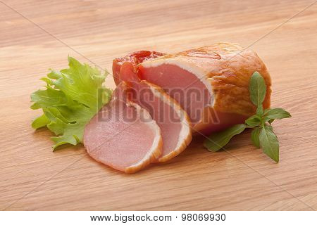 Pork Balyk On The Wooden Board