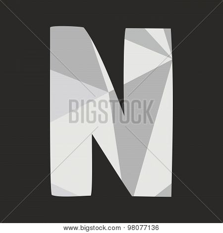 N low poly wrapping surface vector alphabet letter isolated on black background