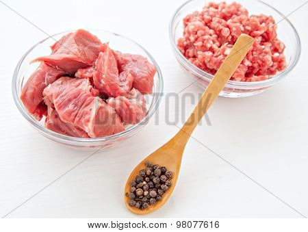 raw uncoocked meat food isolated at white background