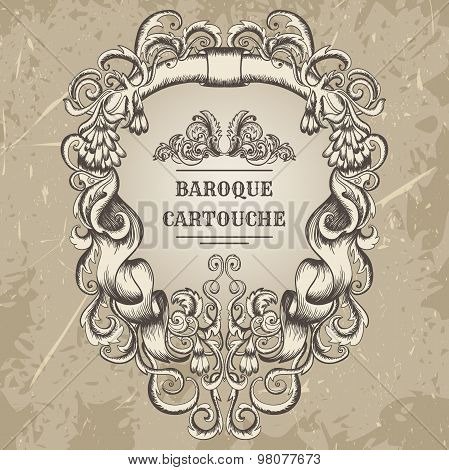 Antique and baroque cartouche ornaments frame. Vintage architectural details design elements on grun