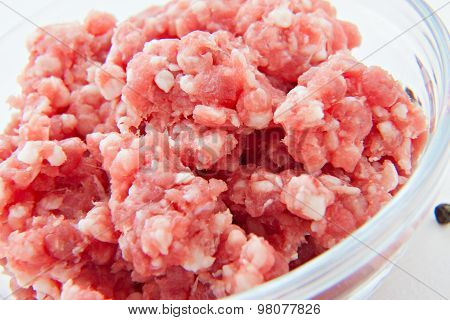 raw uncoocked minced meat food isolated at white background