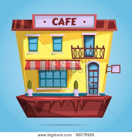 Cafe facade. Flat design vector illustration