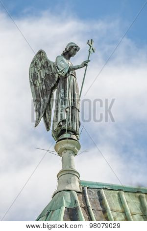 Statue Of Angel At Top Of Cathedral Our Lady Of Chartres, France