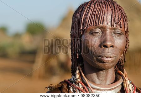 Portrait Of Young Hamer Woman, Ethiopia, Omo Valley