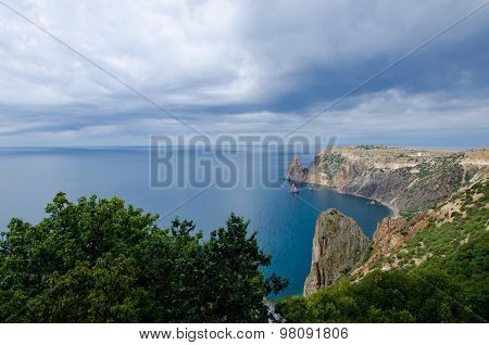 Coastal Cliffs With A Cloudy Sky Over The Sea