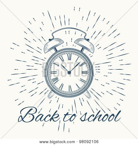Alarm cloack with text Back to school