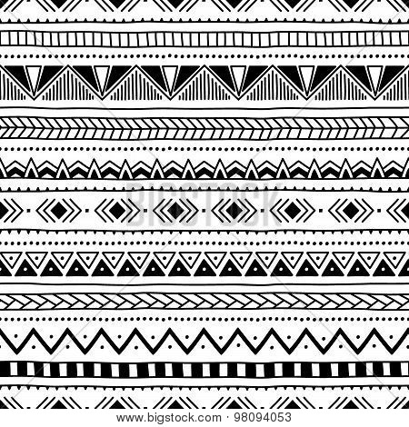 Black and white seamless ethnic background.