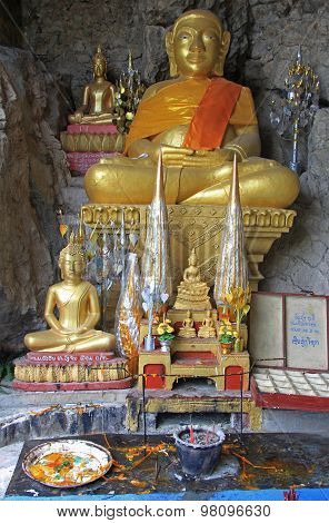 chancel of buddhist temple in Luang Prabang