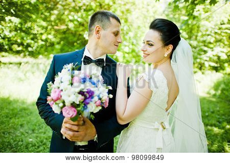 Close Up Portrait Of Wedding Couple