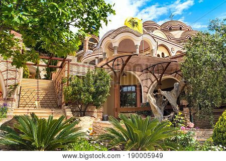 View of Monastery of Archangel Michael, Thassos island, Greece