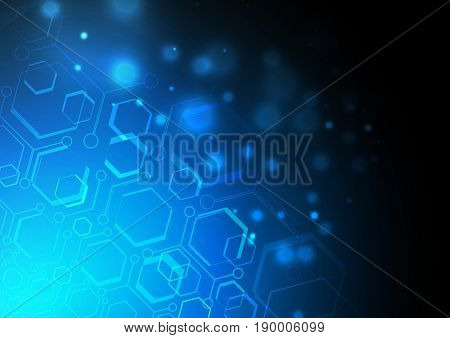 Blue light hexagon geomatic background. Vector illustration.