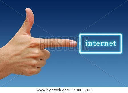 Hand showing Internet sign