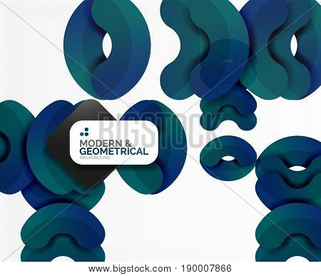 Abstract color geometric round shapes on white - elements with shadow, colorful composition