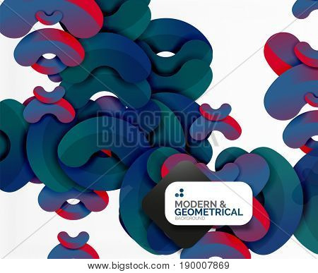Abstract color geometric round shapes on white - elements with shadow, colorful composition