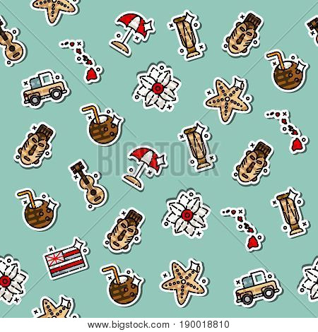 Hawaii icons pattern. Aloha Set concept. Vector illustration, EPS 10