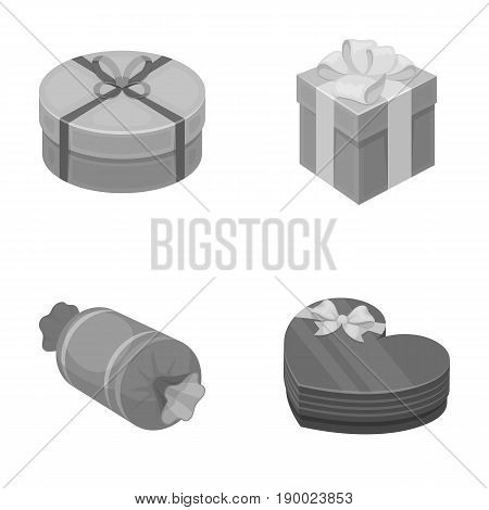 Gift box with bow, gift bag.Gifts and certificates set collection icons in monochrome style vector symbol stock illustration .