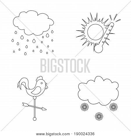 Rain, snow, heat, weathervane. The weather set collection icons in outline style vector symbol stock illustration .