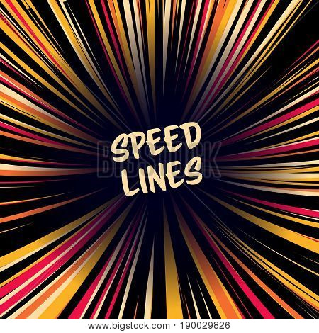 Fast speed warp vector effect. Lines Zoom Fade Converging Background. Comic book Element, Ray Power