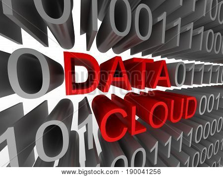 Data cloud in the form of binary code isolated on white background. High quality 3d render.