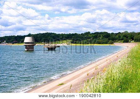Bewl water reservoir in Lamberhurst, Kent, England. View of the river, selective focus