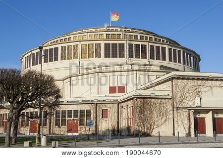 Hala Stulecia (Centennial Hall) also known as Hala Ludowa (People's Hall) in Wroclaw Poland UNESCO World Heritage Site