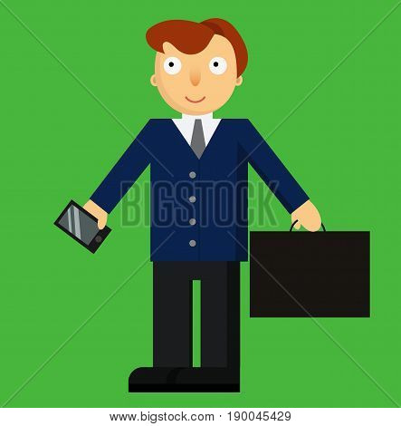 Office worker businessman. Vector flat cartoon illustration