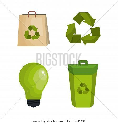 Colorful eco friendly icons over white background vector illustraition