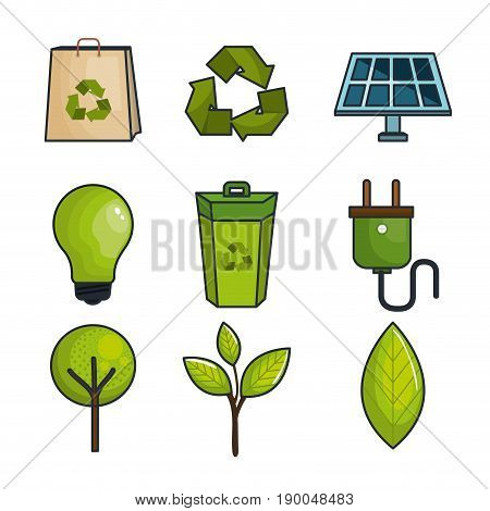 Colorful eco friendly icons over white background vector illustraition