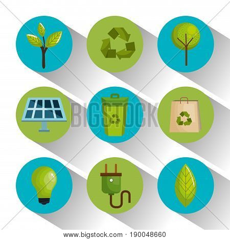 Colorful eco friendly icons over white background vector illustraition