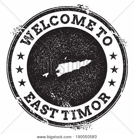 Vintage Passport Welcome Stamp With Timor-leste Map. Grunge Rubber Stamp With Welcome To Timor-leste