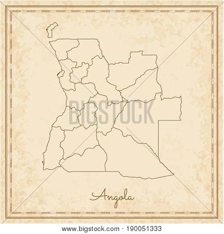 Angola Region Map: Stilyzed Old Pirate Parchment Imitation. Detailed Map Of Angola Regions. Vector I