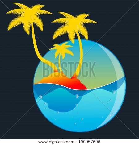 Islands with palm trees in the sea for design