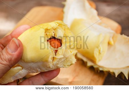 Durian On A Wooden Background.