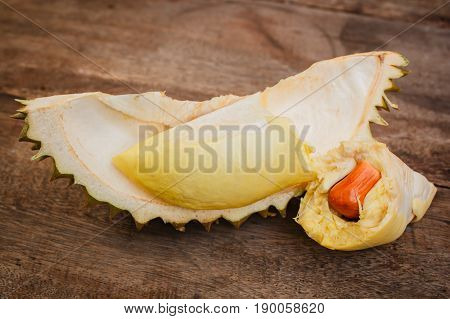 Durian On A Wooden Background.