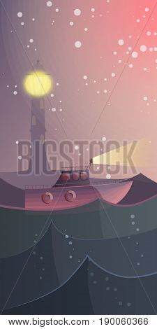 What A Small Boat Did Not Dream Of Conquering An Endless Ocean. Vector Illustration.