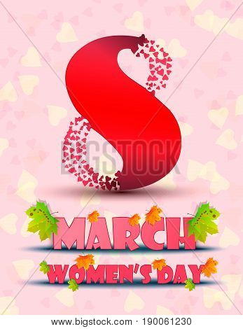 Greeting Card With The Number 8. March 8 - Women's Day