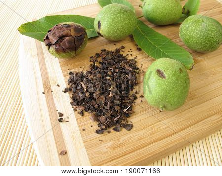 Green walnut outer shells, Cortex Juglandis Nucum, for herbal medicine