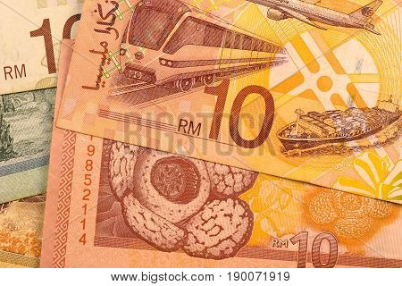 Close up Malaysia Ringgit currency note MYR