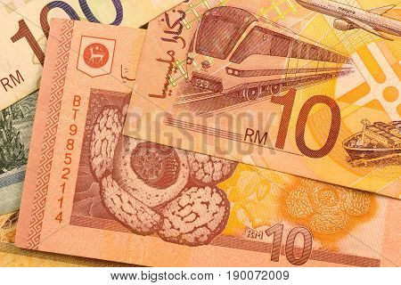 Close up Malaysia Ringgit currency note MYR