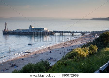 BOURNEMOUTH, UK - 1st JUNE, 2017: Bournemouth beach pier and coast, Dorset, England
