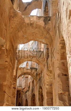 Ruins of the largest coliseum in North Africa. El Jem,Tunisia, UNESCO