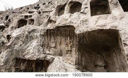 Carved Wall Of Grotoes In West Hill In Longmen