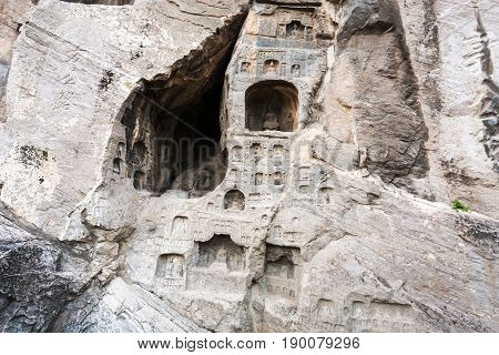 Reliefs And Caves In Wall Of West Hill In Longmen