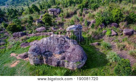Aerial Photography Natural Stone Sculpture At Mo Hin Khao